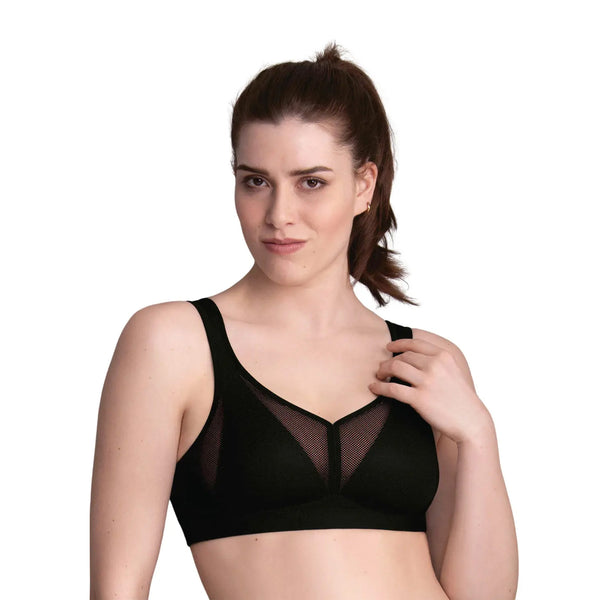 Air Control Post Mastectomy Bra with Padded Cups - Black