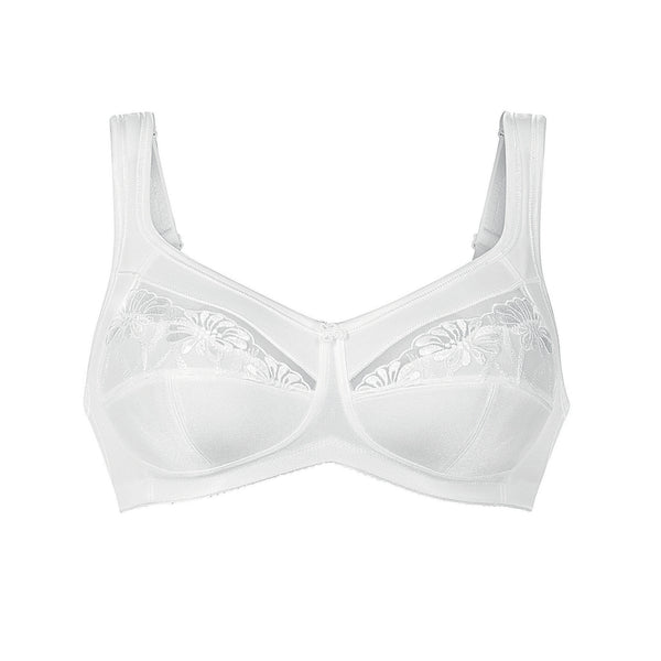 Safina Embroidered Wire-free Mastectomy Bra - White