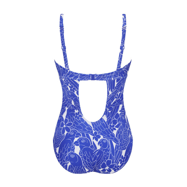 Azores One-Piece Bandeau Swimsuit - royal blue / white