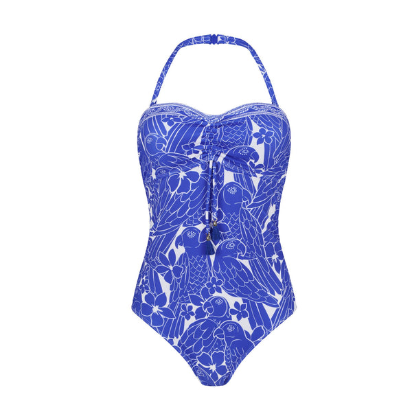 Azores One-Piece Bandeau Swimsuit - royal blue / white