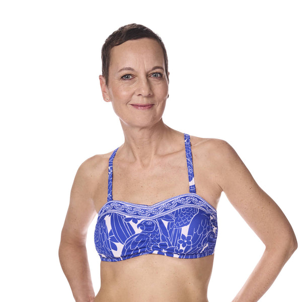 Azores Non-Wired Bandeau Bikini Top - royal blue / white