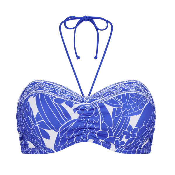 Azores Non-Wired Bandeau Bikini Top - royal blue / white