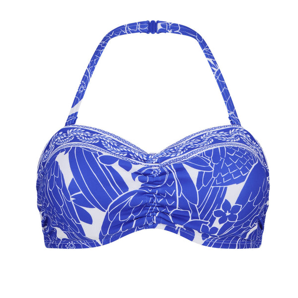 Azores Non-Wired Bandeau Bikini Top - royal blue / white