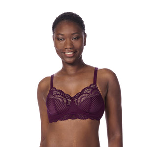 Karolina underwired post-surgical bra in Dark Berry and Sand - front view