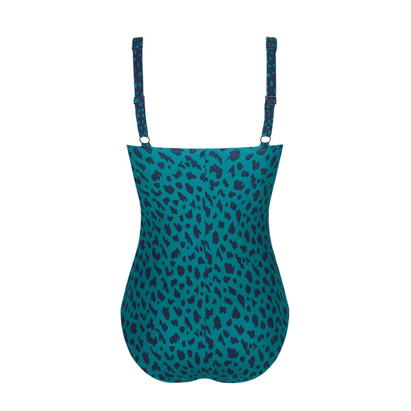 Manila High Neckline One-Piece Swimsuit - dark blue/teal