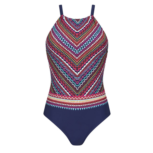 Thassos One-Piece High-Neckline Swimsuit - navy