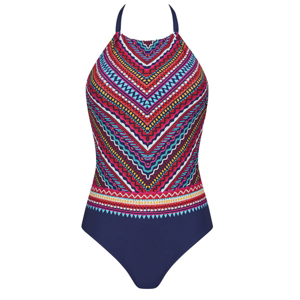 Thassos One-Piece High-Neckline Swimsuit - navy