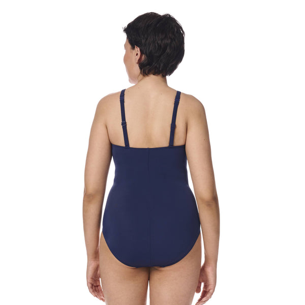 Thassos One-Piece High-Neckline Swimsuit - navy